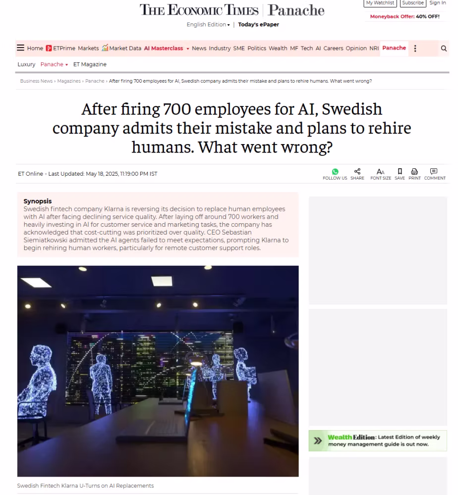 Klarna AI mistake