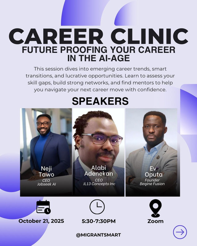 Flyer for the Career Clinic on future proofing a career in the AI age