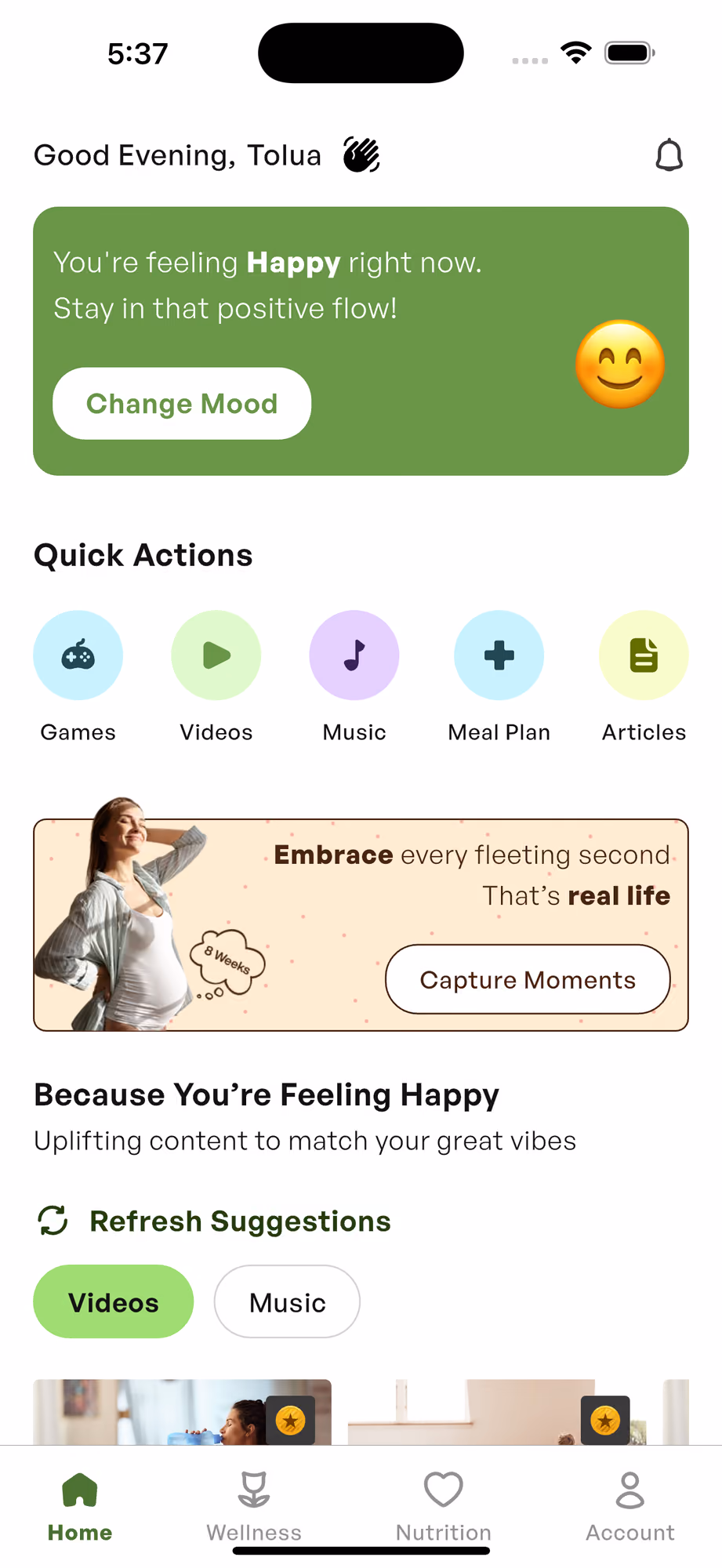JoyeD App Home Screen