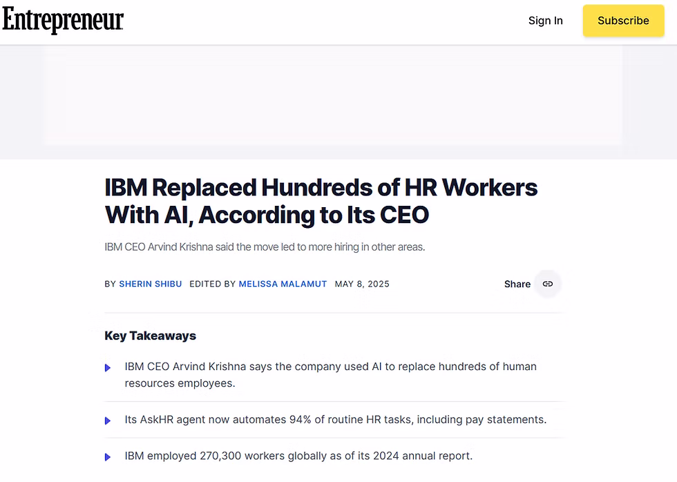 IBM replace HR workers with AI