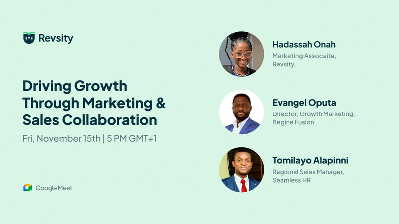 Flyer for a panel on driving growth through marketing and sales collaboration